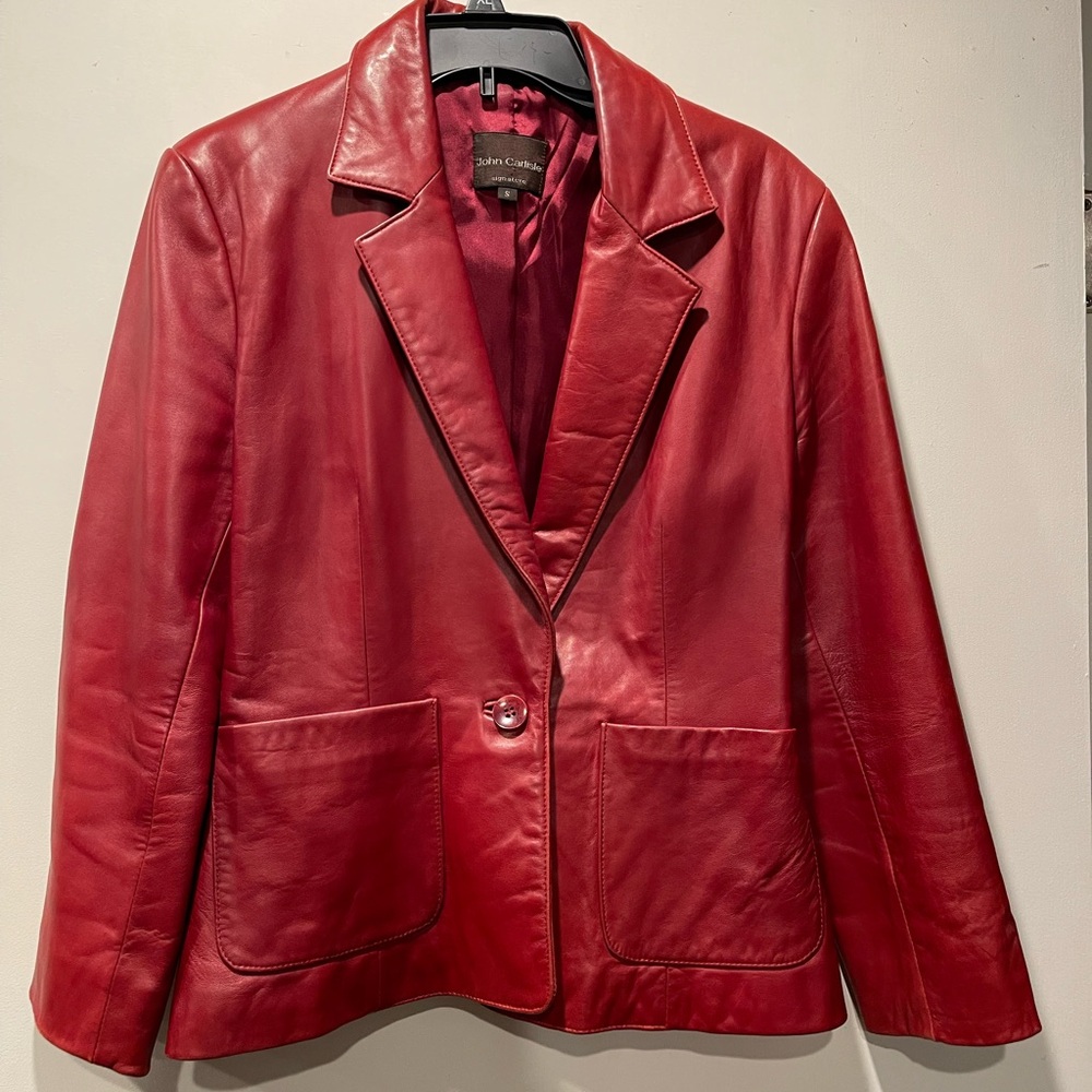 Vintage John Carlisle Signature Red Leather Blazer Jacket Women’s S